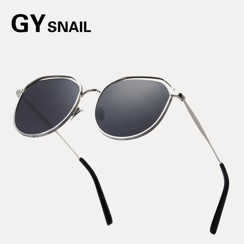 Женские солнцезащитные очки GYsnail круглые овальные с металлической оправой