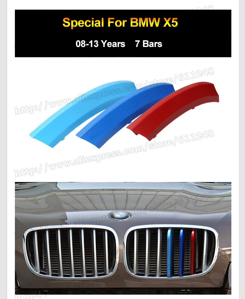 ABS 3D M Передняя решетка автомобиля отделка полосы крышки Стикеры автоспорта для BMW