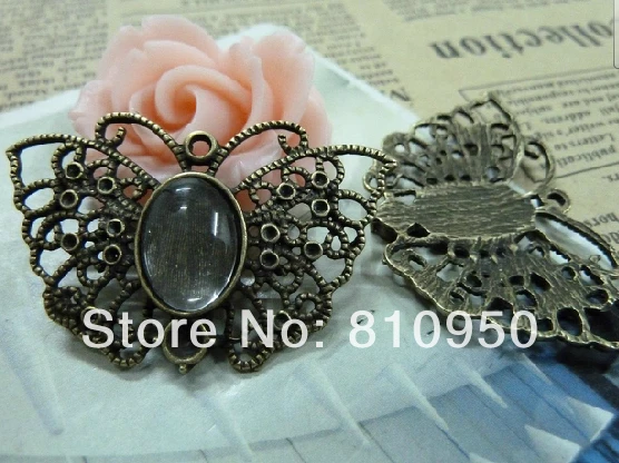

Free Shipping 45*28MM inner:10*14MM 60pcs Antique bronze Butterfly Blank Pendant Cameo base settings (no glass)