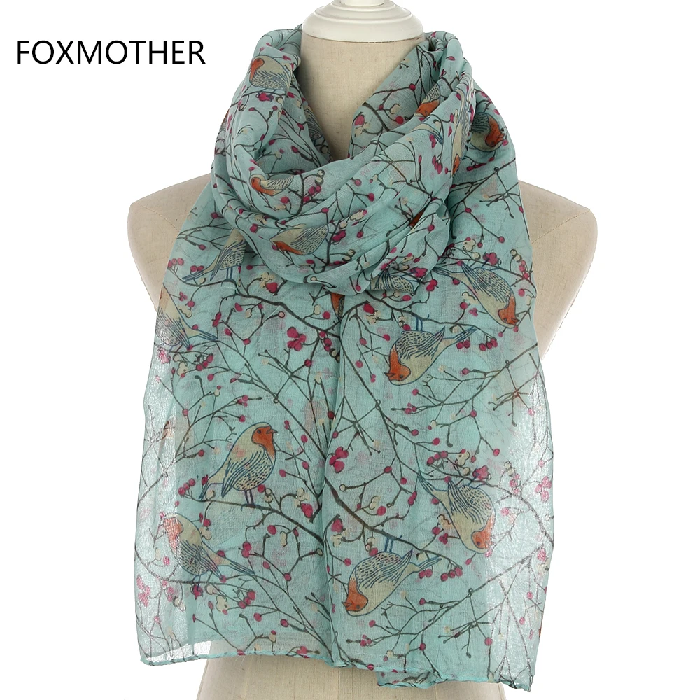 FOXMOTHER легкий мягкий модный бежевый серый Небесно-Голубой птица на дерево кольцо шарфы платки Петля Шарфы женские подарки