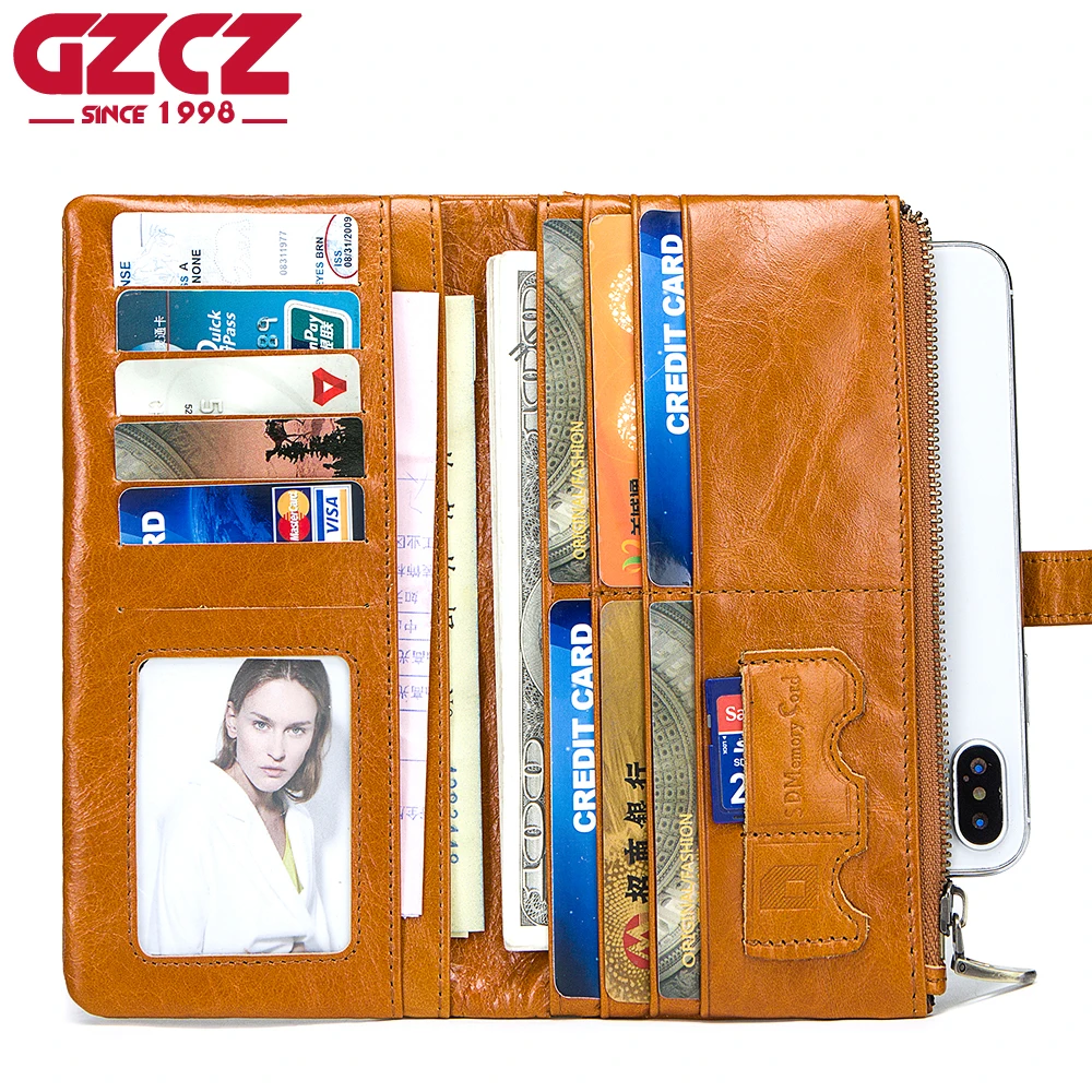 Кошелек GZCZ Женский из 100% натуральной воловьей кожи|Женские кошельки| |