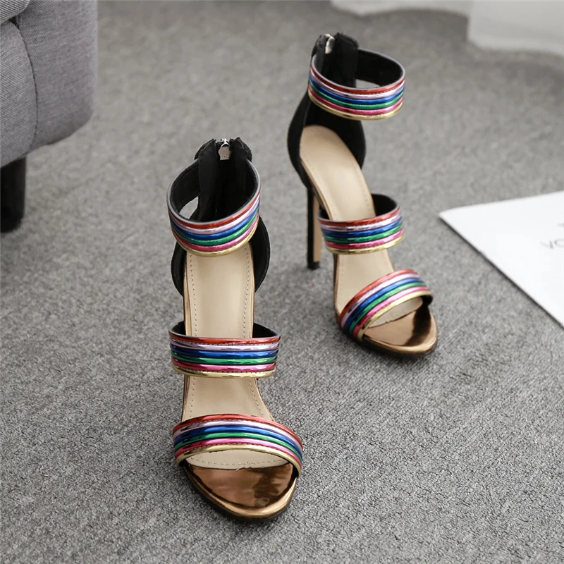 2020 летние модные женские разноцветные сандалии на высоком каблуке 11 5 см с