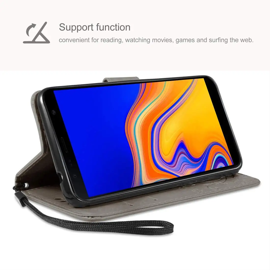 Кожаный флип-чехол с бабочкой для Samsung Galaxy A7 A6 A8 J4 J6 Plus 2018 S8 S9 S5 S6 S7 edge A9 A3 A5 мягкий