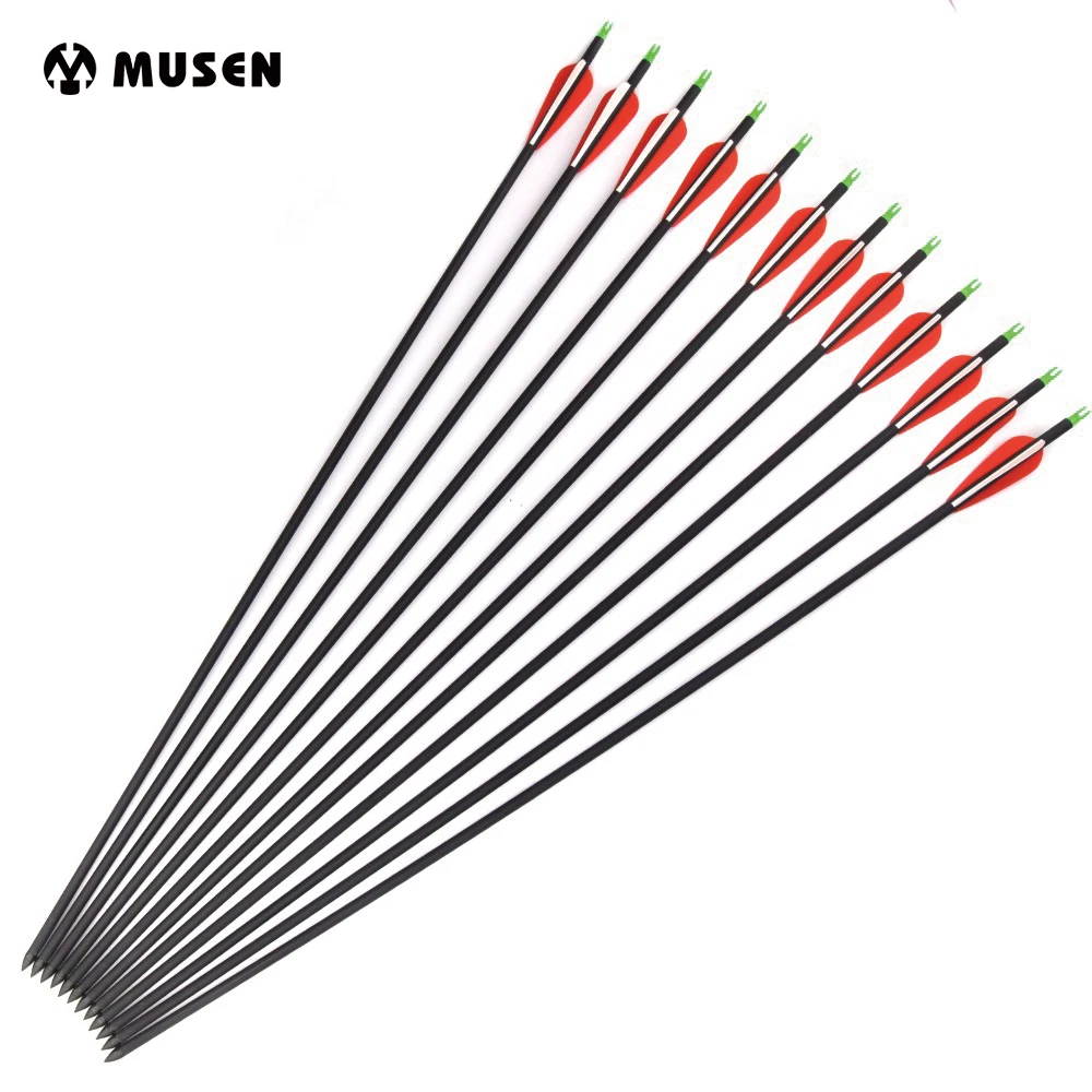 

6/12/24pcs 30" Mixed Carbon Arrows Spine 600 Diameter 7.8 mm Interpolated Tips for Compound Bow Archery Hunting Shooting