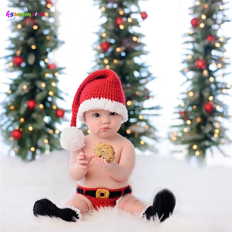 Рождественские реквизиты для фотографий костюм вязаный Санта Клаус вязаные