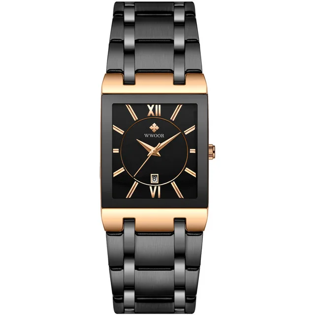 Automatic non-mechanical square men's stainless steel watch with quartz waterproof men watches | Наручные часы