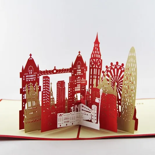 Карта силуэта Лондона/3D карта «kirigami»/Поздравительные открытки ручной работы/Лондонский горизонт 3d всплывающие открытки