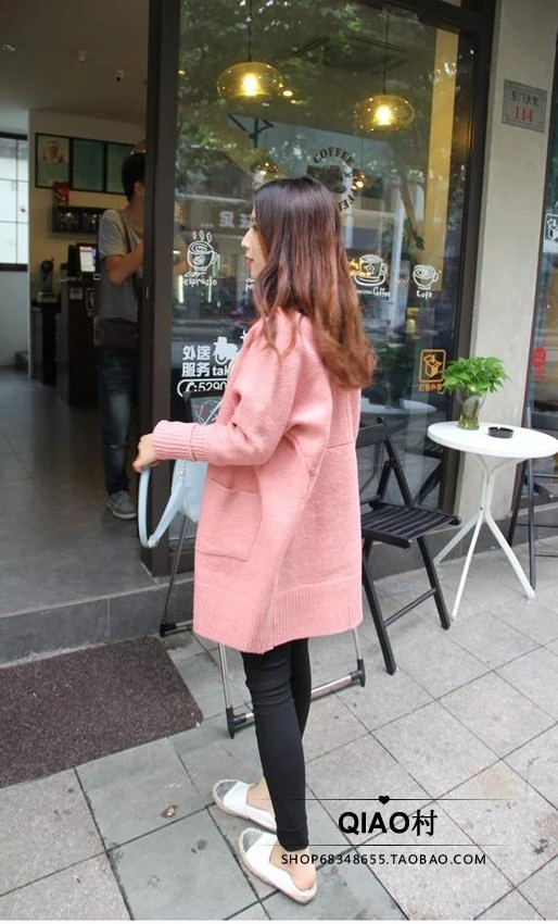 Женский длинный вязаный кардиган Свободный теплый свитер в новом стиле зима 2016 |