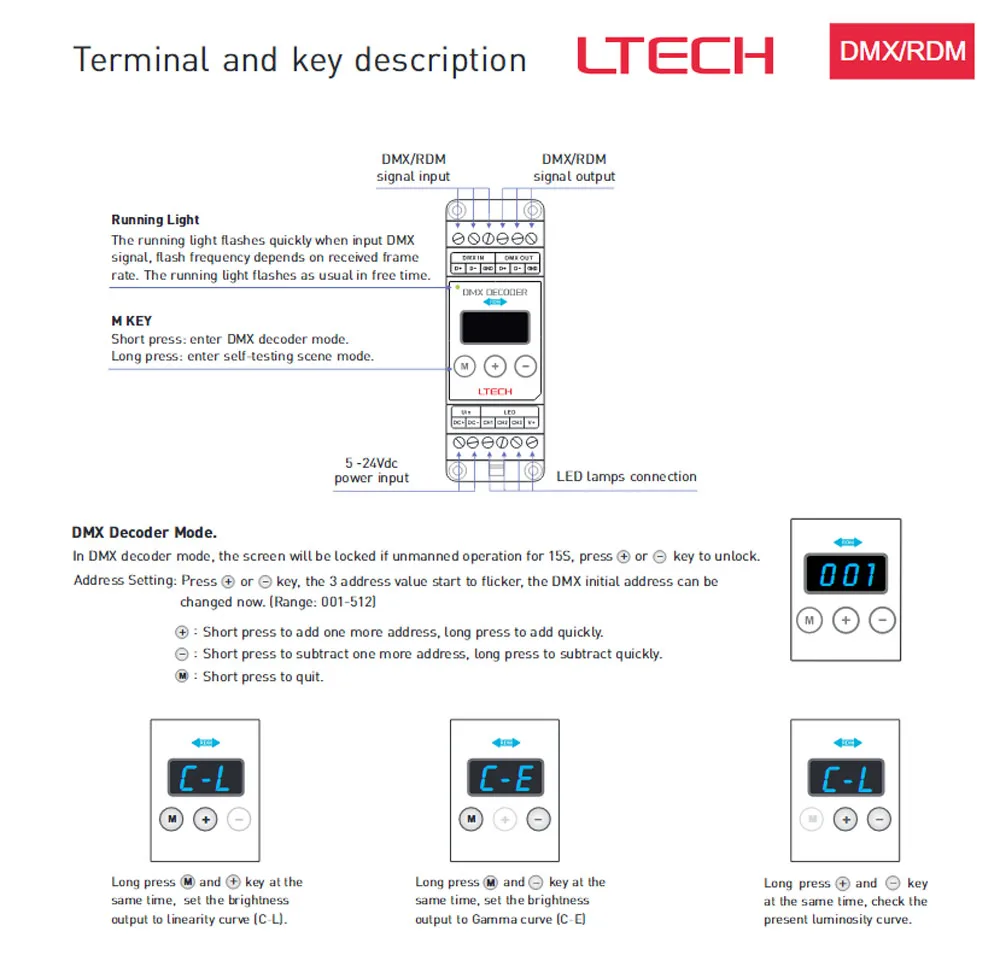 LTECH DIN-DMX-5A DIN-Rail CV декодер входное напряжение DC5-24V | Лампы и освещение
