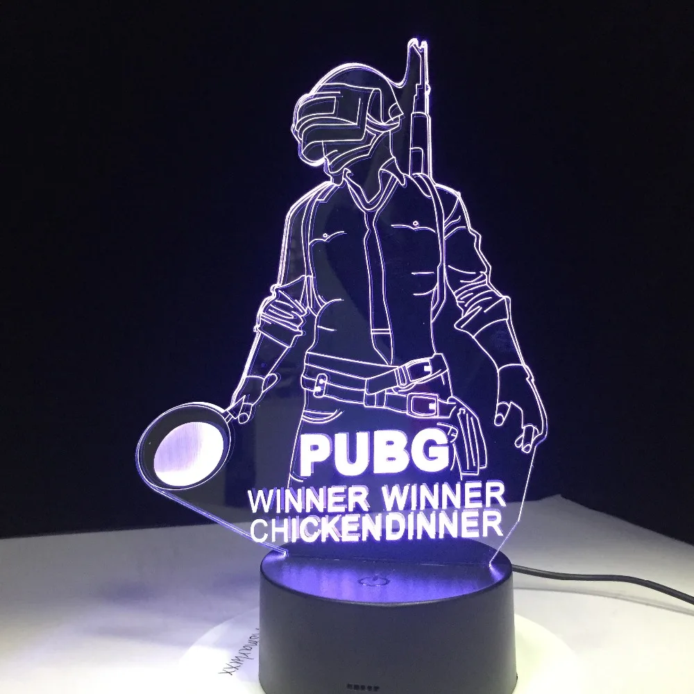 Куриный обед победитель PUBG FPS игровой плеер Unknown's Battlegrounds 3D лампа 7 цветов