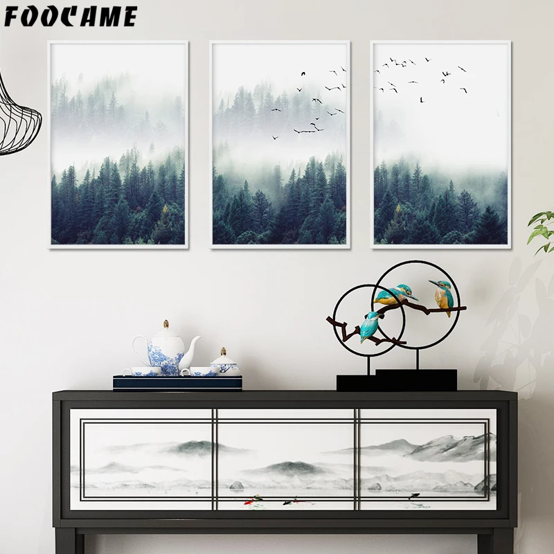 Фон с изображением леса Lanscape холст скандинавский постер художественные принты