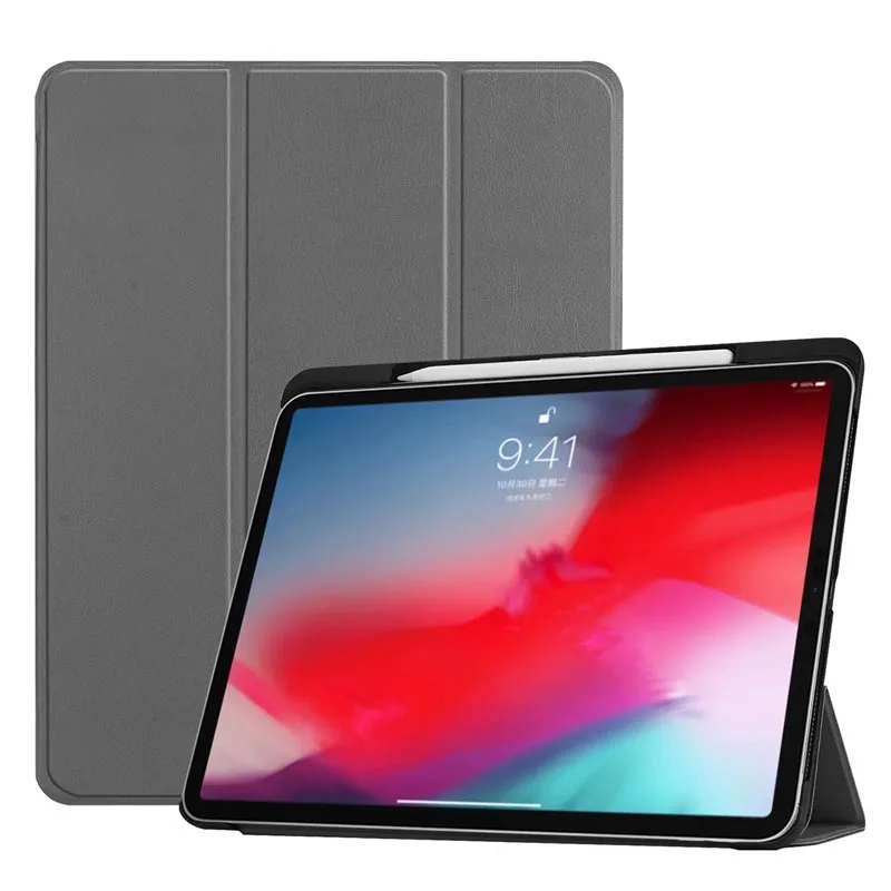 Премиум трифолд Чехол [сильная защита+ Apple Pencil Зарядка поддерживается] авто сна/Пробуждение Крышка для нового iPad Pro 11 дюймов - Цвет: Gray