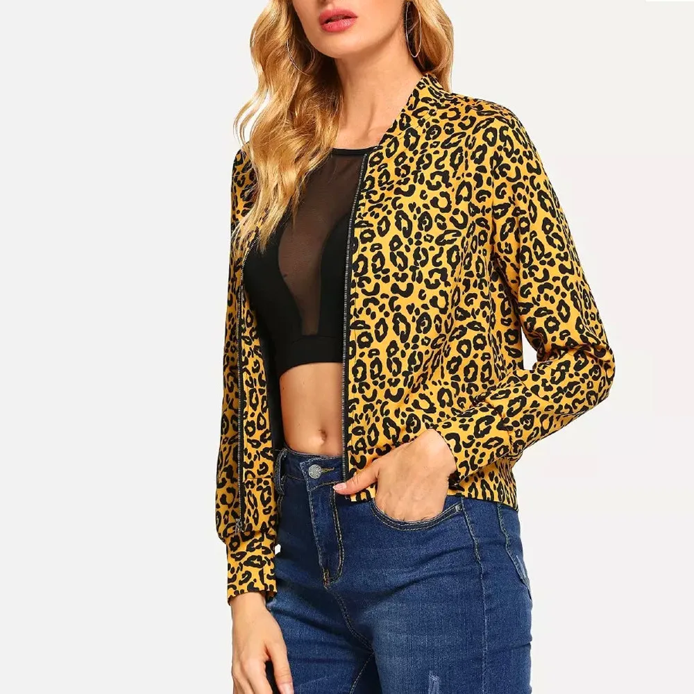 Женская короткая леопардовая куртка в европейском и американском стиле Весенняя