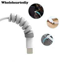 1set 4pcs spiral cable protector data line bobbin winder protective for iphone samsung android usb charging earphone case cover