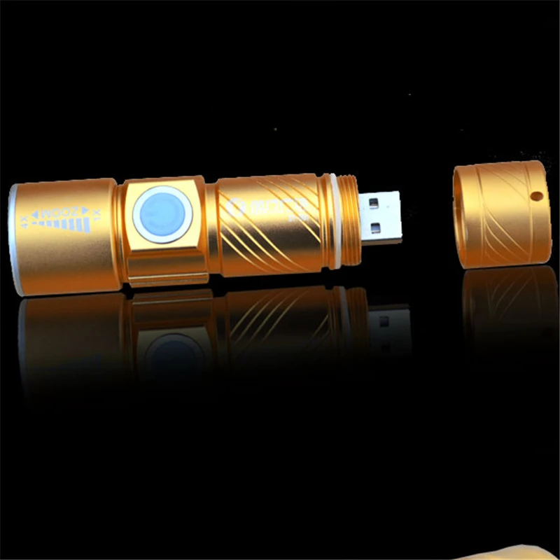Светодиодный фонарик USB телескопический с аккумулятором 18650|flash light|torche militaireflashlight