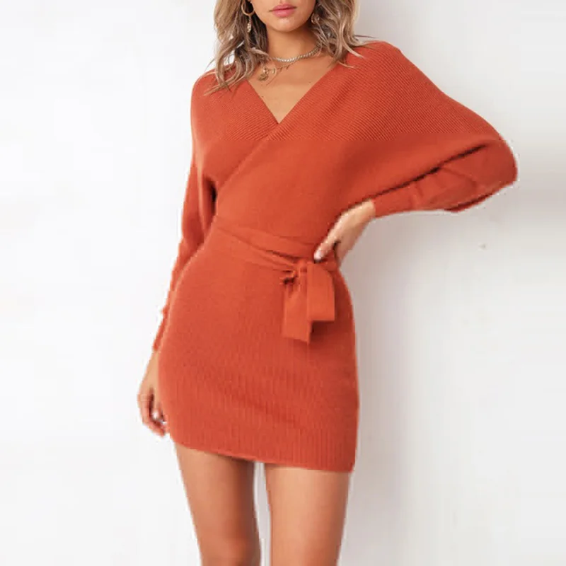 Женское облегающее мини платье на шнуровке с v образным вырезом осень 2019|Женские