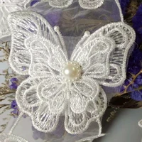 5pcs beautiful ivory embroidered butterfly shape lace trim fabric neckline collar applique embroidery sewing fabric accessories