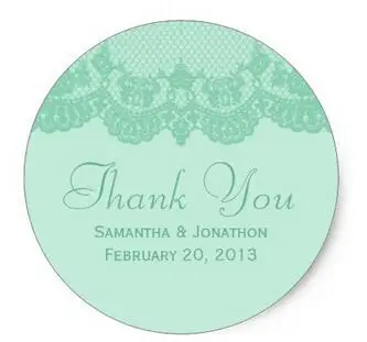 

1.5inch Elegant Mint Lace Wedding Thank You Classic Round Sticker