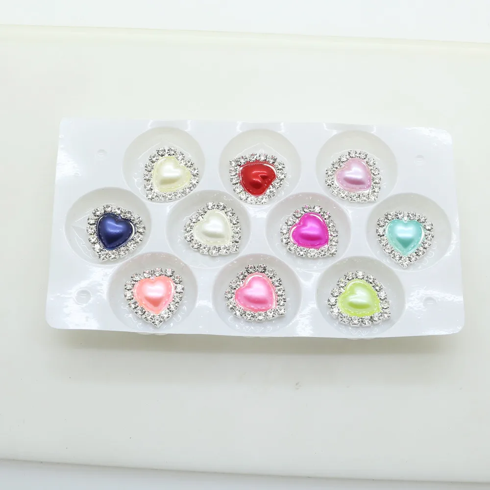 

ZMASEY Metal Buttons 10Pcs/Lot 16mm Heart Pearl Sewing Handwork Button Supply Decoration Mix Color Jewelry Accessories