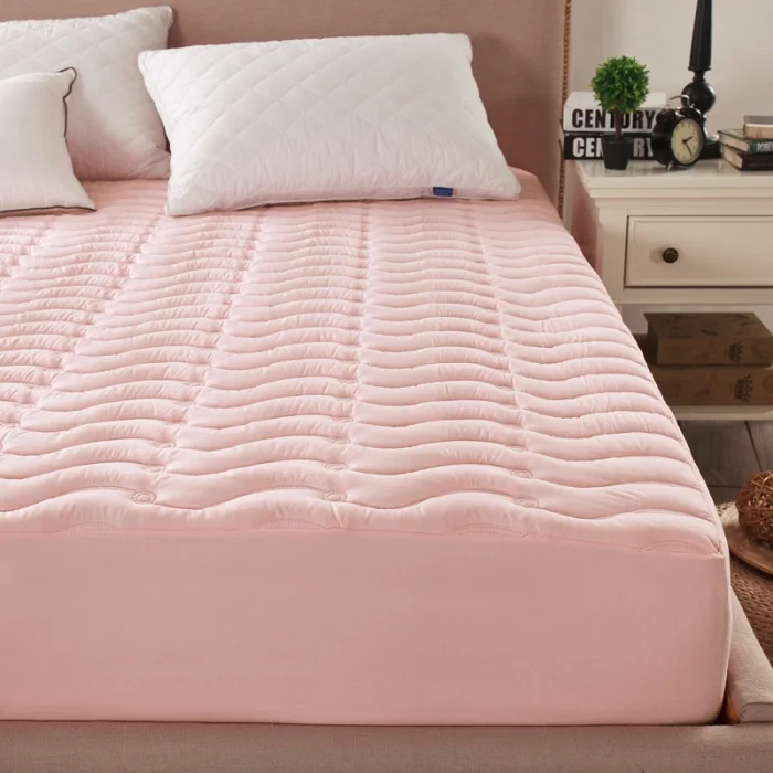 pink Стеганые Наматрасники, 7 цветов, защитная накладка, наполнитель из полиэфирного волокна, анти-клещи, антибактериальные, с эластичным покрытием - Цвет: pink