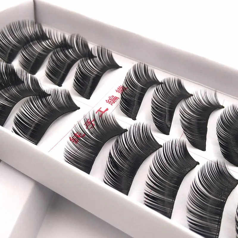 10 пар Накладные ресницы натуральные длинные ручной работы полные полосатые