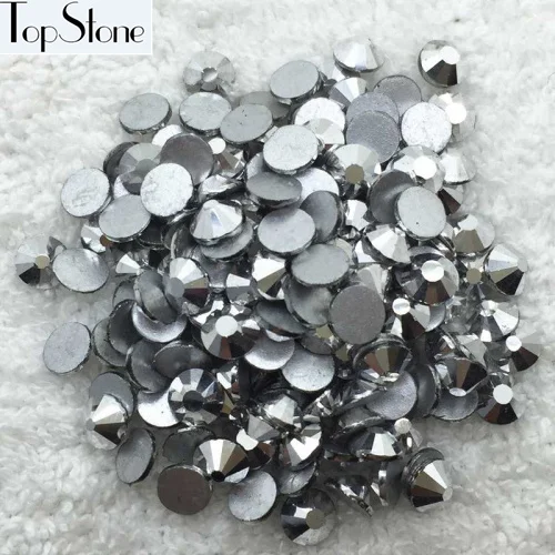 silver hematite TopStone SS3-SS30 стеклянные стразы с плоской задней поверхностью, стразы для украшения ногтей - Цвет: silver hematite