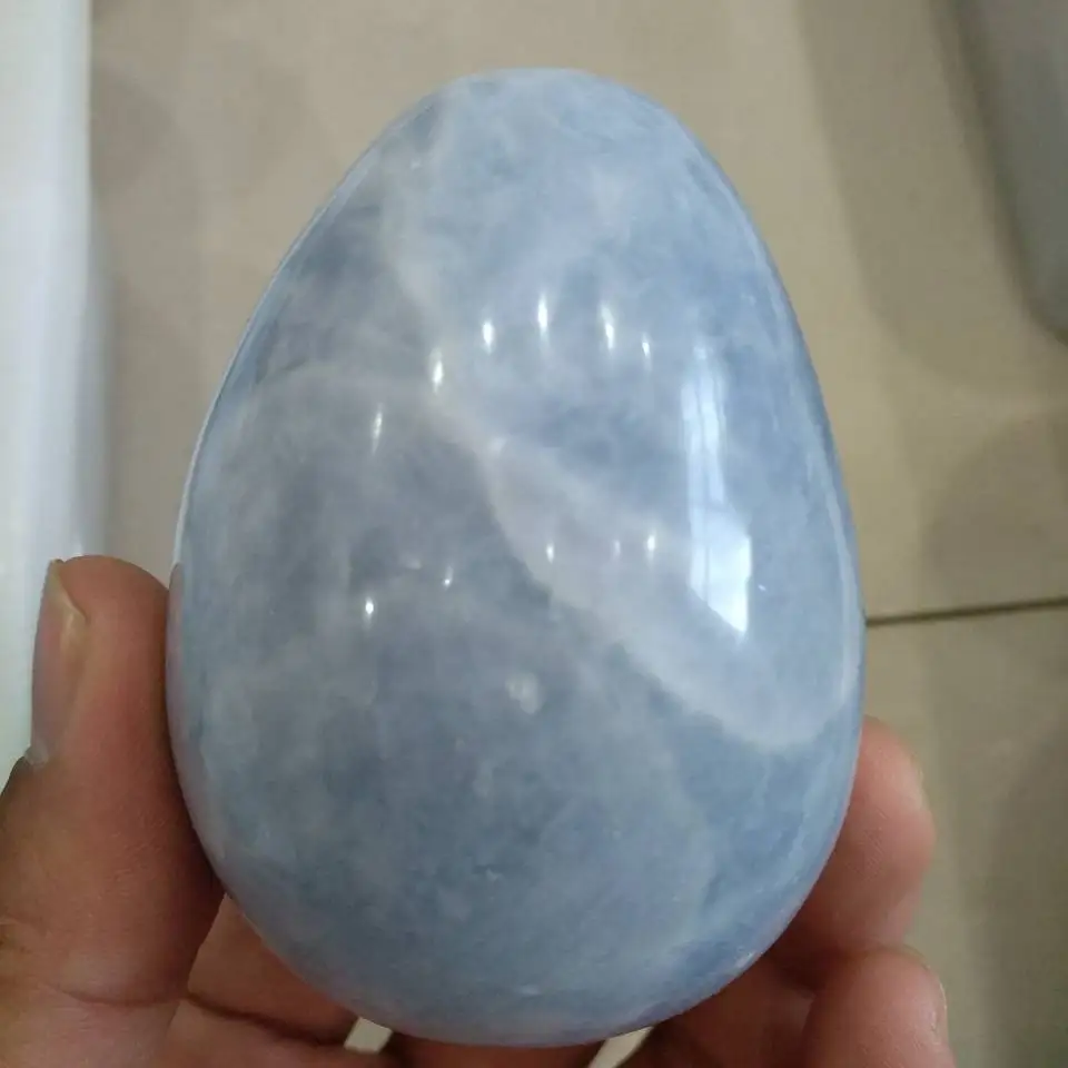 Сверкающее синее целеститовое Полирующее яйцо 330 г с натуральным синим