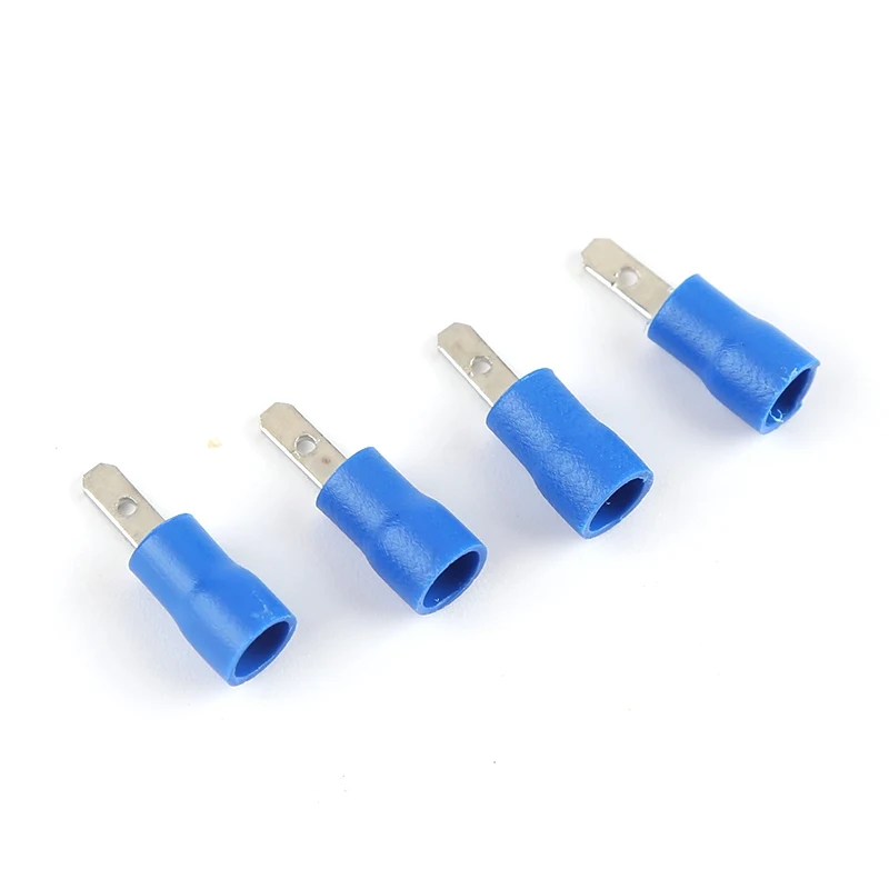2.8mm blue male 100 шт. мужской красный синий желтый 2,8 мм 4,8 мм 6,3 мм изолированный Лопата провода разъем электрические обжимные клеммы - Цвет: 2.8mm blue male
