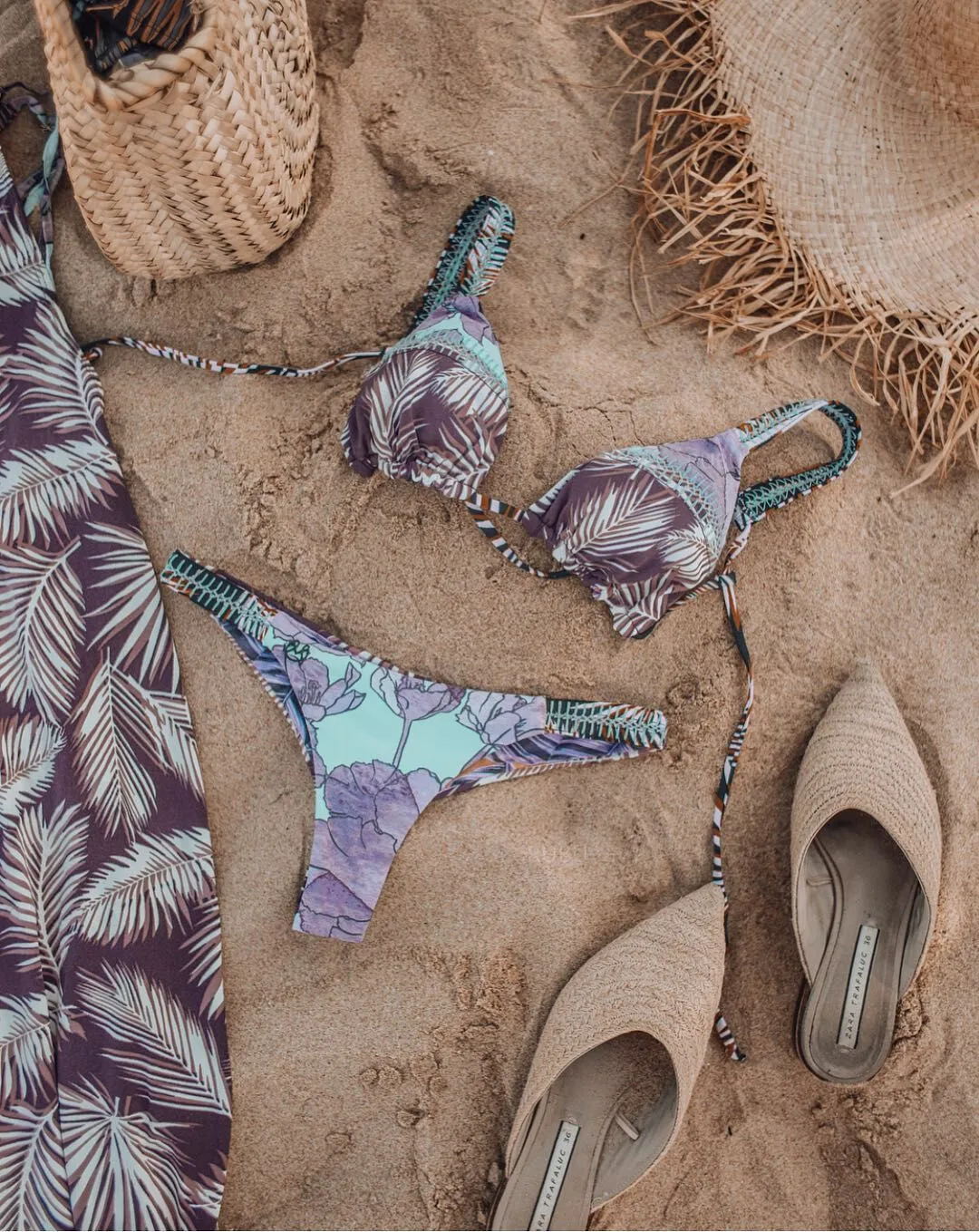 Бикини 2019 Maillot De Bain Купальники для малышек женщин Biquini листьев лотоса печати микро