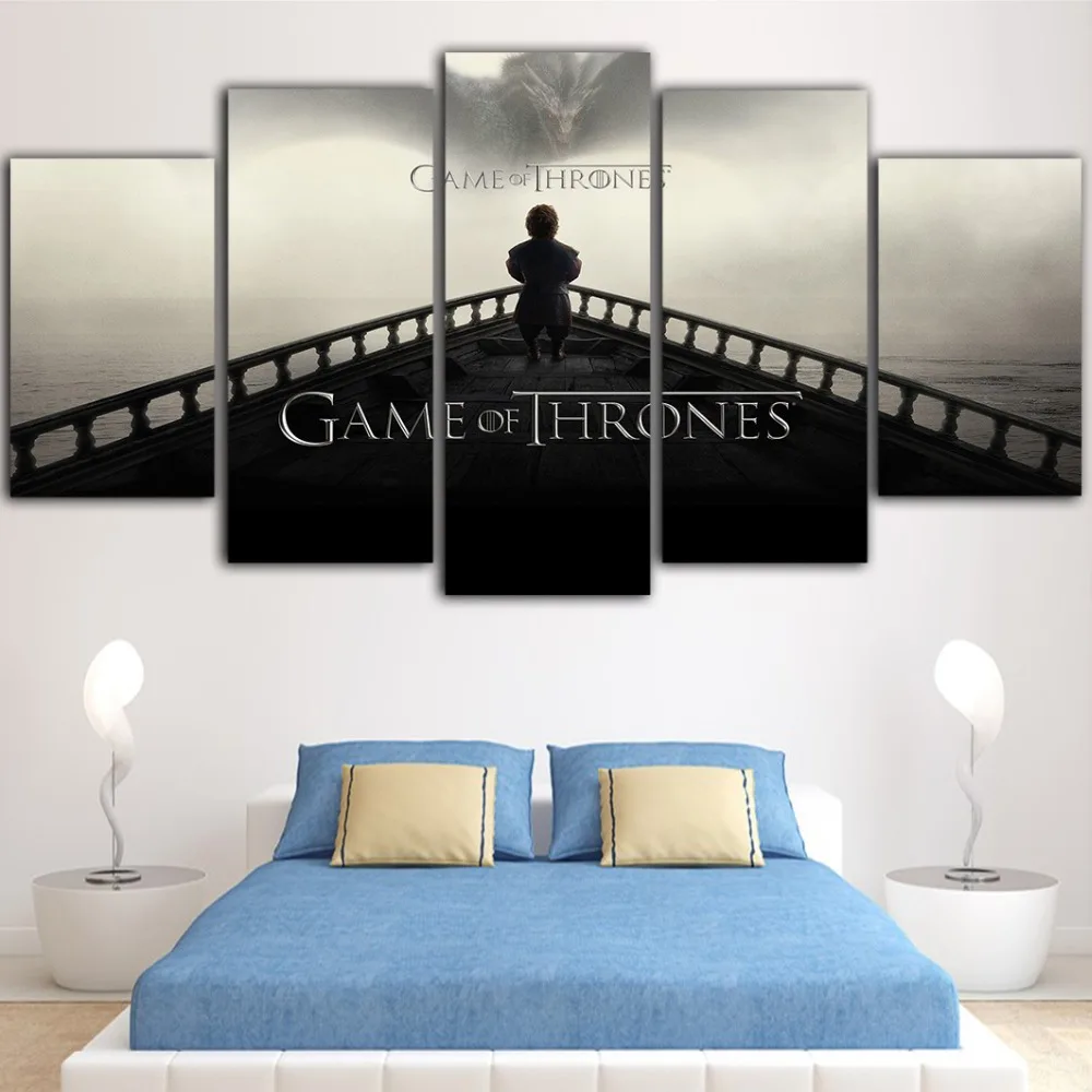 5 штук Игра престолов постеры и принты Гостиная Холст Картина Tableau росписи Peinture Sur