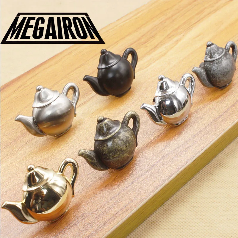 MEGAIRON винтажный чайник дверная ручка сплав дверные ручки шкаф ящик комод кухня вытяжной шкаф ручки и ручки