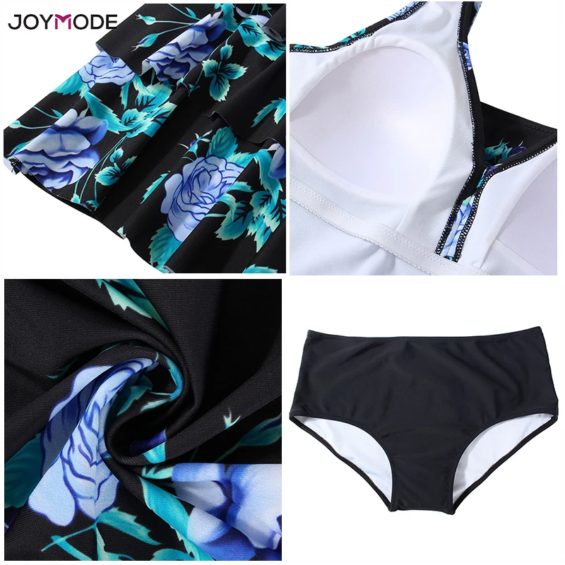 JOYMODE бикини из двух частей, одежда для плавания большого размера плюс 4XL, женский толстый купальник, танкини, купальный костюм, купальный костюм, бикини