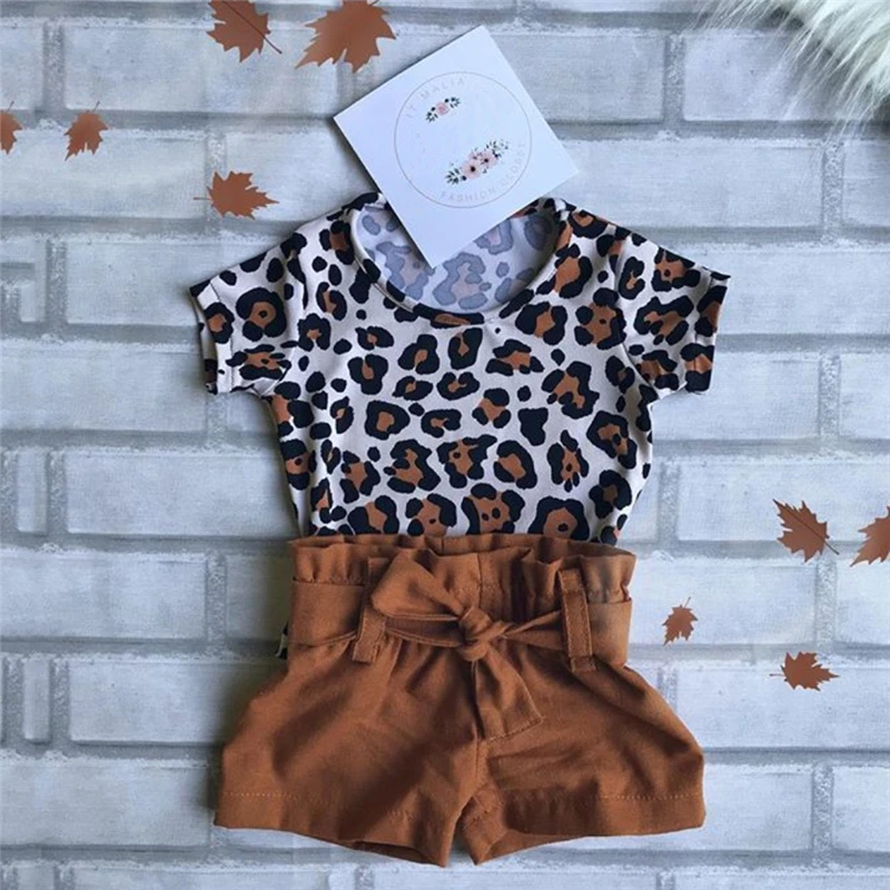 2 шт. комплект одежды с леопардовым принтом для девочек|Комплекты девочек| |