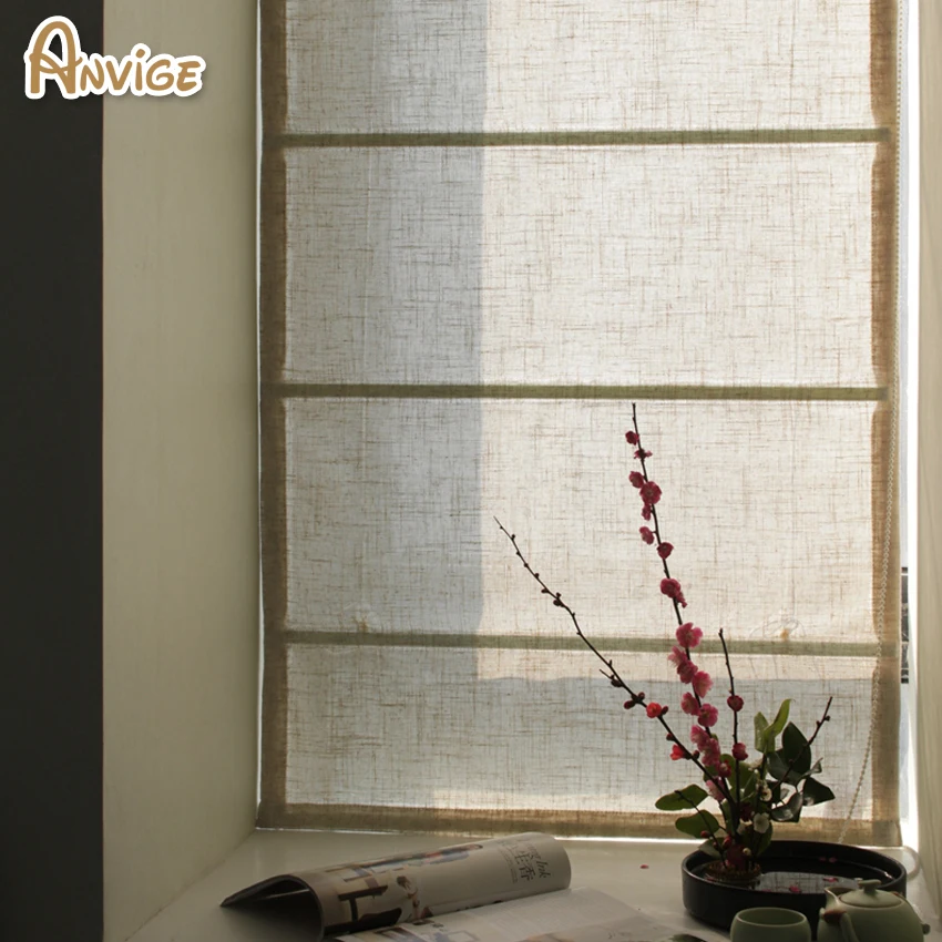 Полузатемняющие шторы из льна римские ткани занавески на заказ|roller window|blinds