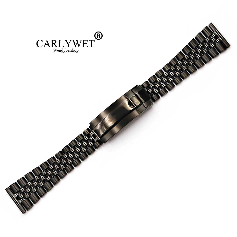 CARLYWET 20 22 мм Glide Lock Замена прямой конец часы ремешок браслет для Omega IWC Tudor Seiko Breitling