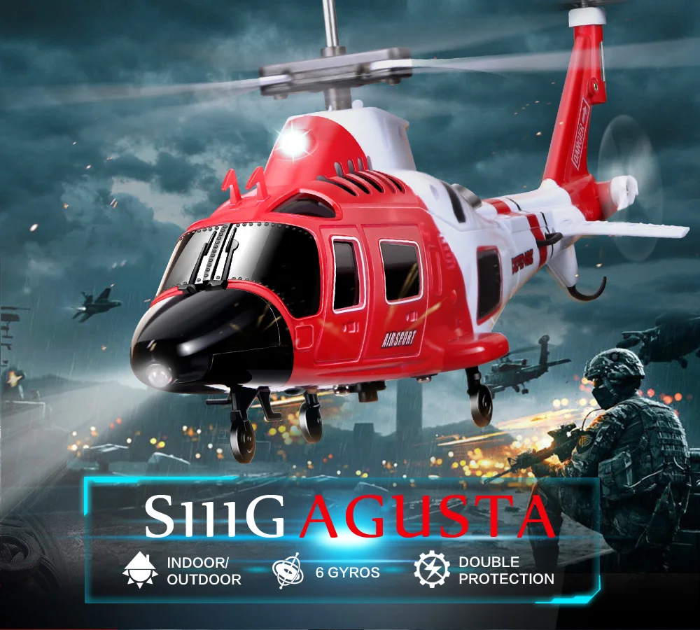 SYMA S111G военный р/у вертолет со стальным корпусом и ночной светильник мини-Дрон Easy Управление самолет с гироскопом игрушки подарок забавные