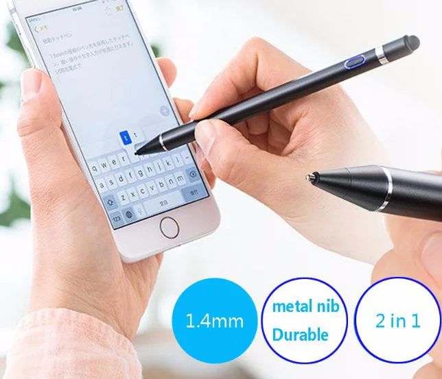 Стилус для планшета 1 4 мм (2 в 1) рисования IOS и Android stylus slim. планшетов не нужен bluetooth