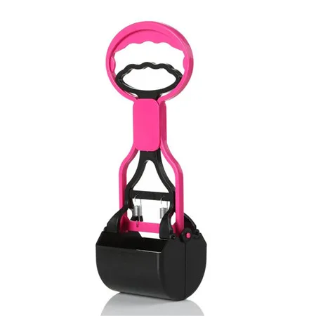 28 см ручка ходьба собака Pooper Scooper Открытый Портативный челюсть какашки зажим Тонг пикап собачка говно отходов пластик с пружиной - Цвет: pink