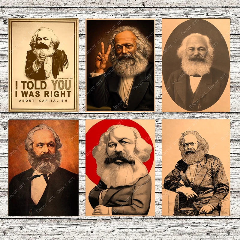 Коммунистический политик Маркс Холст Картина винтажные настенные картины