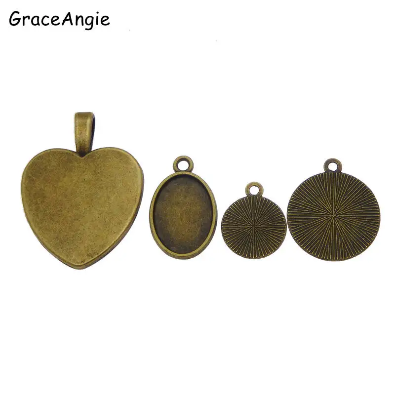 GraceAngie 4 комплекта цинковый сплав античная бронза сердце Овальный смешанный лоток