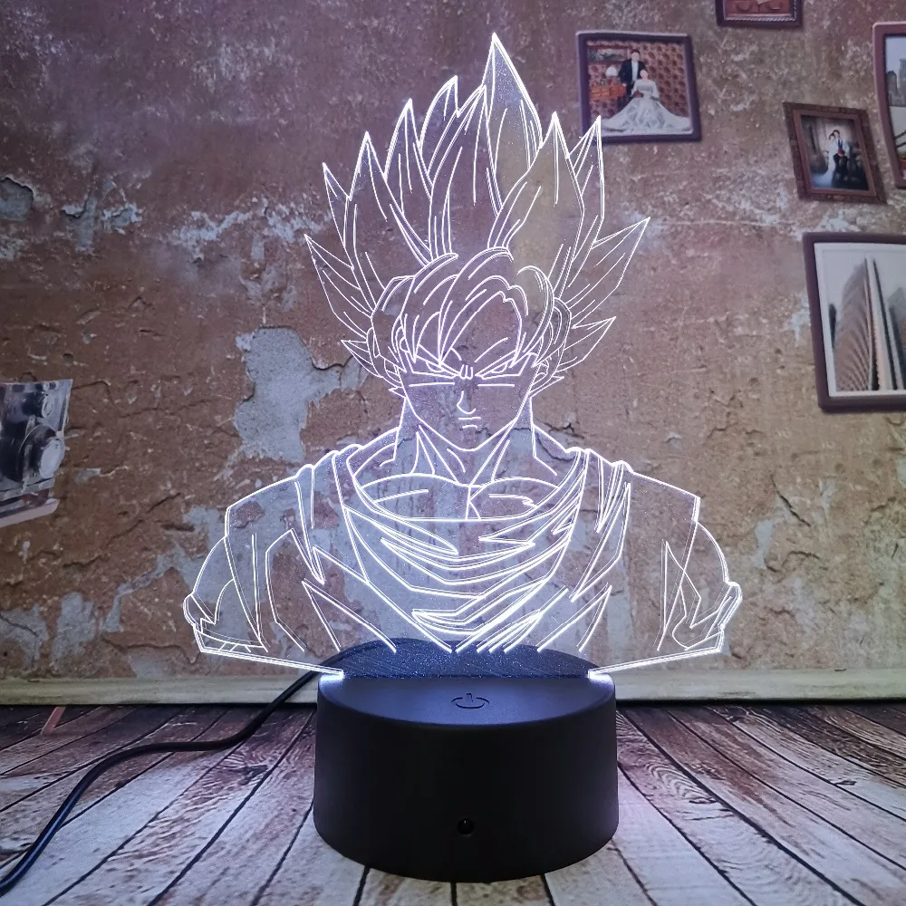 Cool Drgon Ball Son Goku 3D LED ночник 7 Авто Цвет Градиент Иллюзия USB для мальчиков Детский
