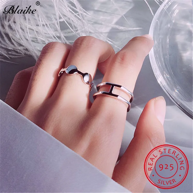 Простой s925 стерлингового серебра кольца для мужчин и женщин в минималистском