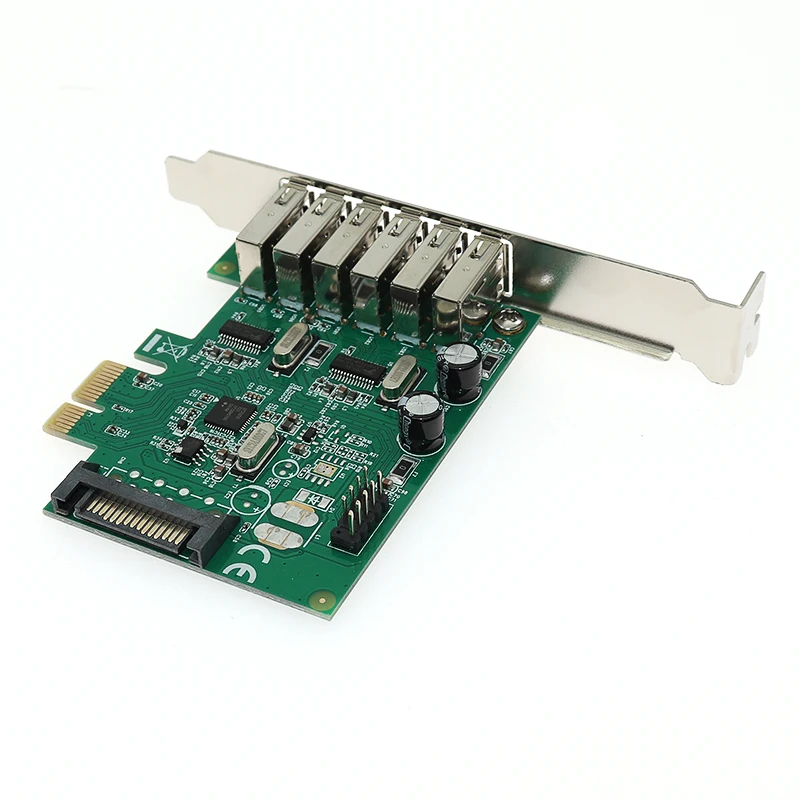 PCI Express до 6 USB 2 0 удлинитель карту со встроенным 9pin extender адаптер Renesas чип|Платы