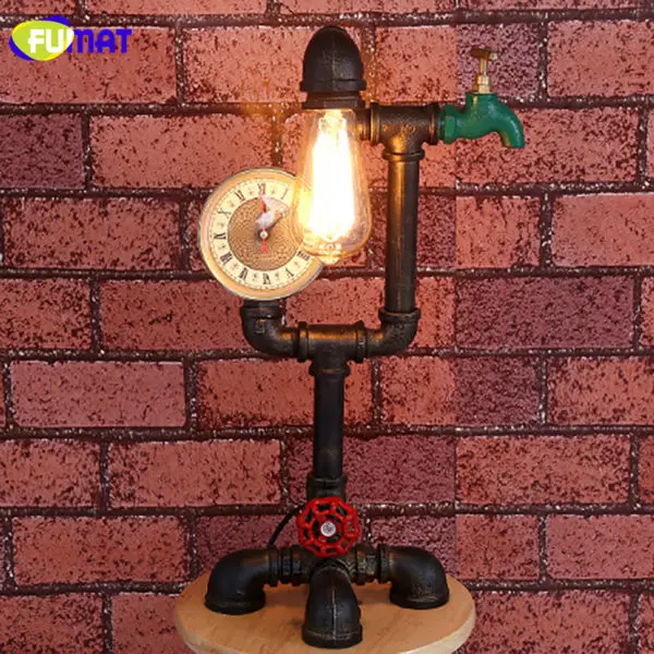 Фумат Лофт винтажная промышленная Труба Настольная лампа с Ретро Эдисоном
