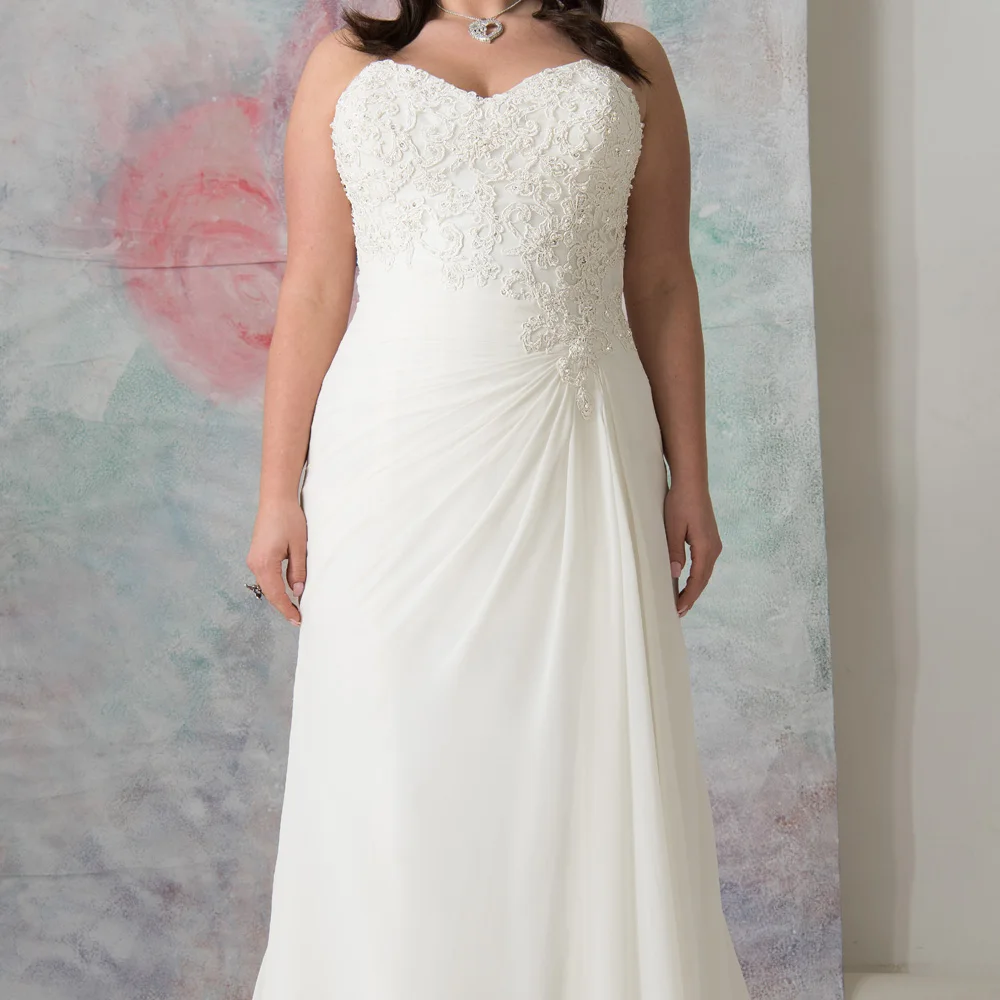 Простые белые/цвета слоновой кости шифоновые Свадебные платья Hochzeitskleid Vestidos de Novia аппликация облегающее размера плюс платье невесты по индивидуальному заказу