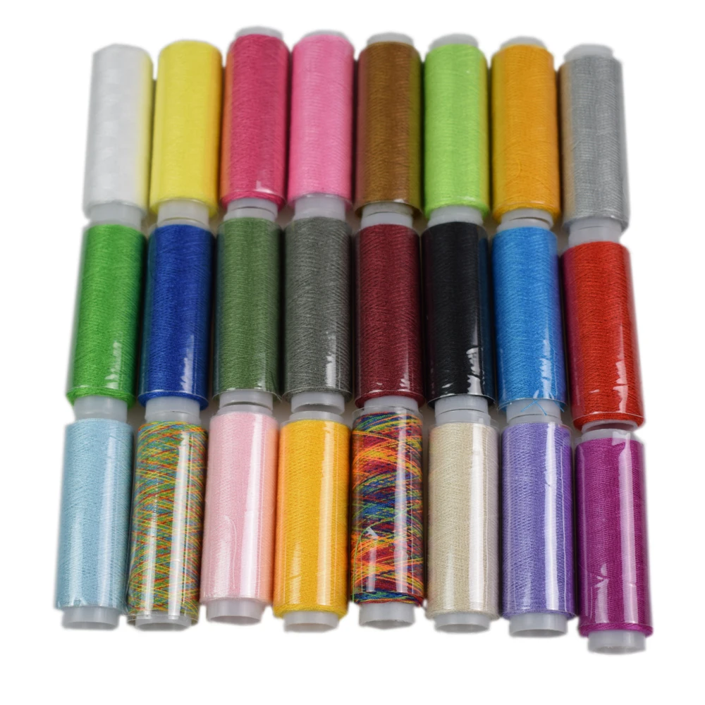 

24Pcs 120 Yard Polyester Machine Embroidery Sewing Threads Hand Sewing Thread Craft Patch Steering-wheel Sewing Supplies