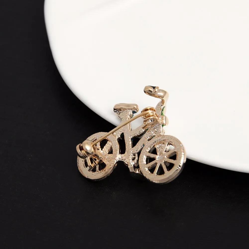 

JUJIE Fashion Enamel Bicycle Brooches Luxury Lapel Pins For Suit Scarf Sweater Jewelry