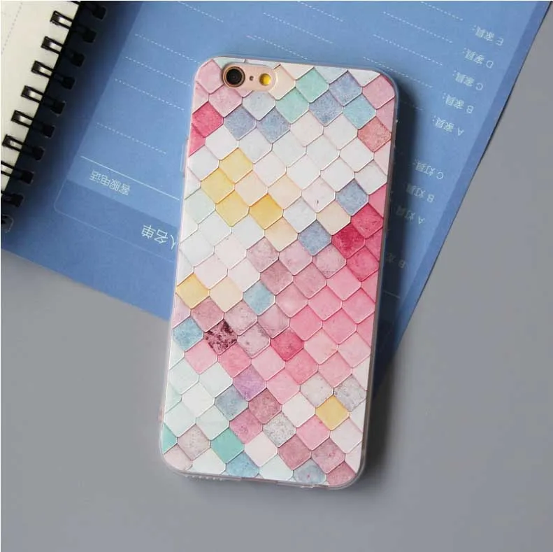 Phone Case For iPhone 5 5s SE 6 6S Plus 7 7Plus Marble leaf Mermaid clear soft transparence Cover 8 8Plus X 10 | Мобильные телефоны