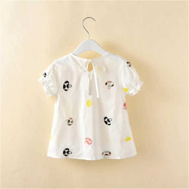Детская белая футболка для девочек летние детские рубашки с цветами
