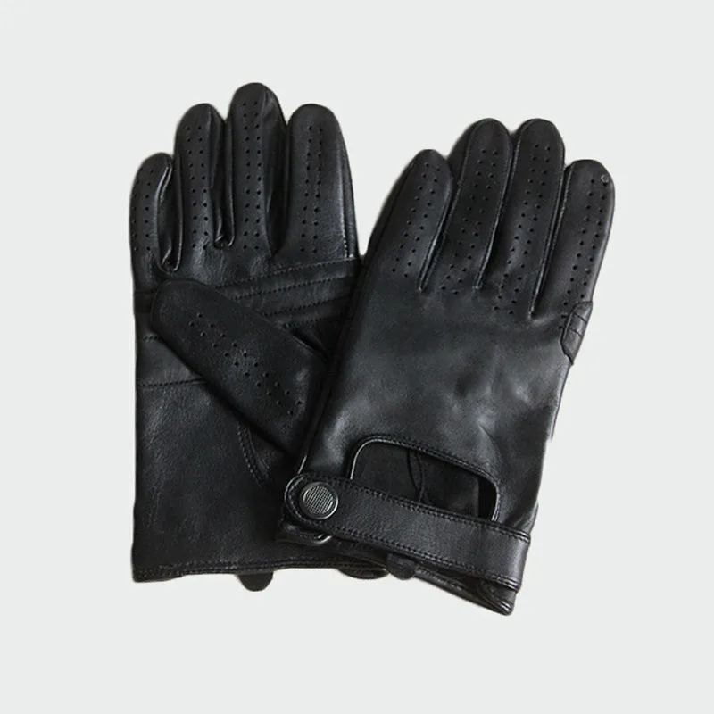 Black Мужские перчатки из натуральной кожи, мужские дышащие перчатки из козьей кожи, тонкие, весна, лето, осень, для вождения, противоскользящие варежки, мужские перчатки ML045 - Цвет: Black